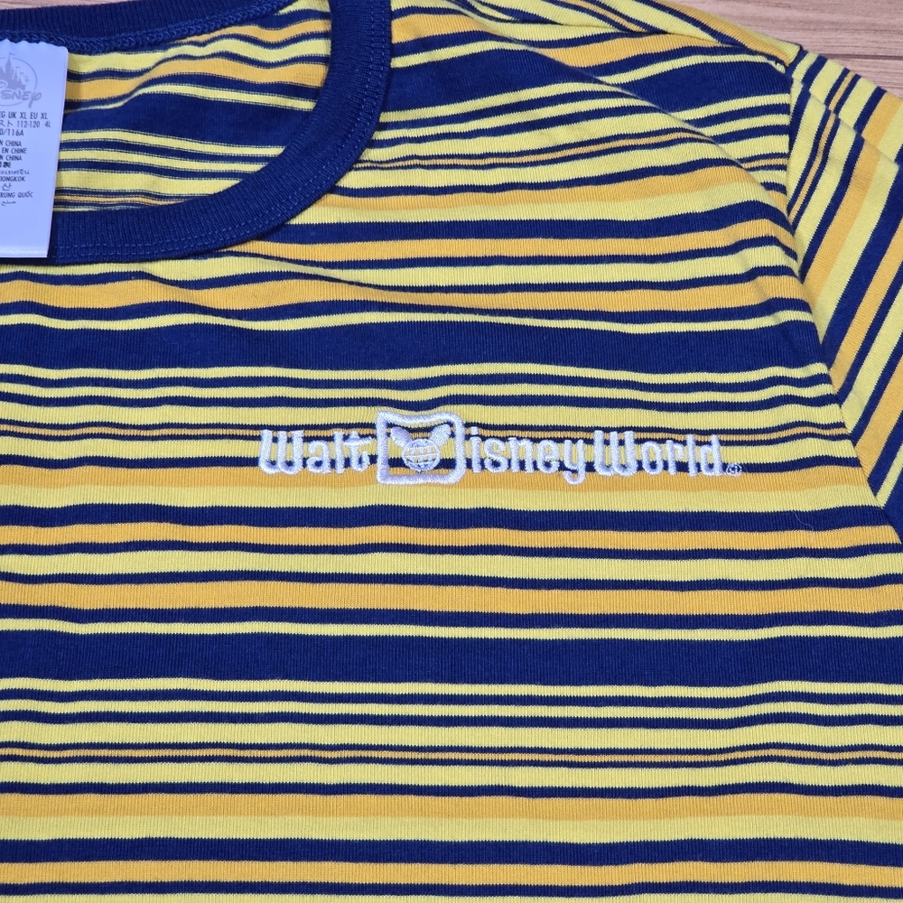 Walt Disney World Yellow And Blue Striped Ringer Tee T-Shirt Retro Size XL EUC - Picture 3 of 6
